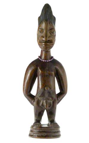 Male of a Pair of Ibeji (Twin) Figures, with Pink Necklace*