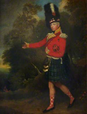 An Officer of the Highland Fencibles, Wearing Government Tartan and a Red Coat with Yellow Facings and Silver Lace