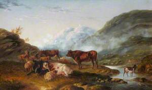 Cattle and Sheep in a Highland Landscape