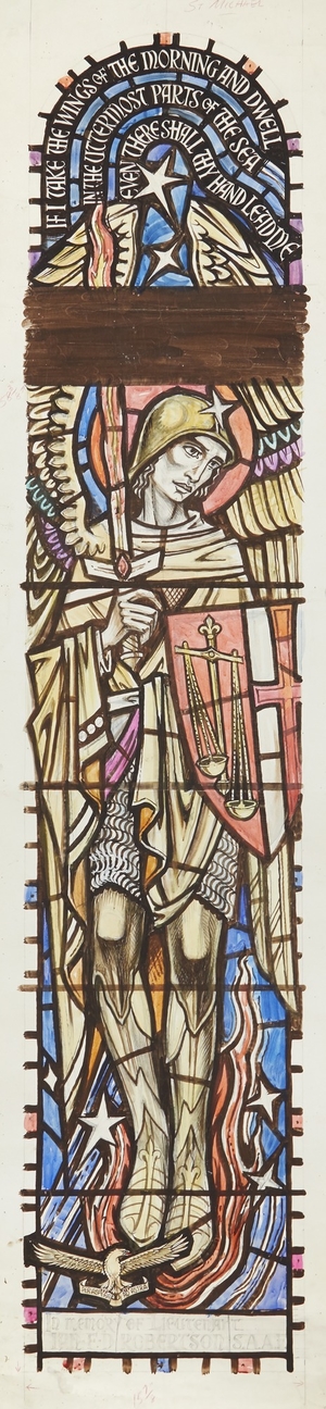 Cartoon for Stained Glass, in Memory of Lieutenant Ian F. D. Robertson (1919–1943), SAAF: St Michael