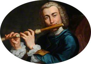 Portrait of a Young Musician Playing a Flute