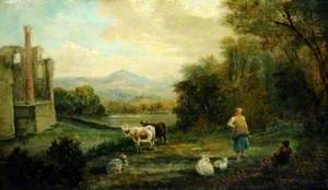 Landscape with Antique Ruins, Herdsmen and Cattle