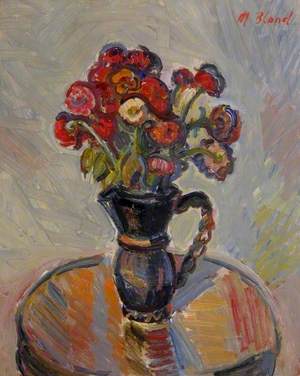 Flowers in a Black Vase