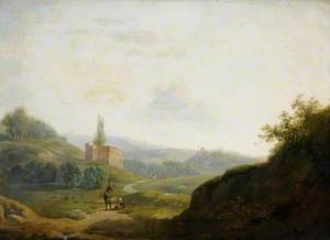 Landscape with Hills, Cottages and Figures