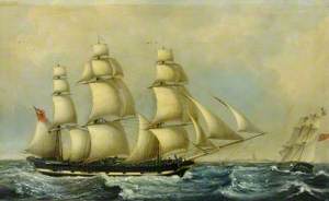 A Barque under Full Sail off Spurn Point, East Riding of Yorkshire