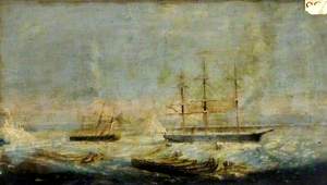 Two Steam Whaling Ships Icebound in the Arctic