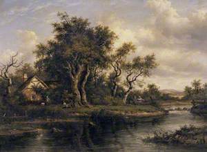 Landscape with a River and a Cottage