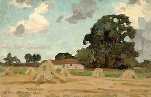 Country Scene with Haystacks and a Large Tree