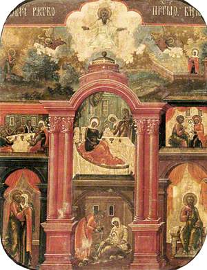 Icon with Scenes from the Life of the Virgin Mary