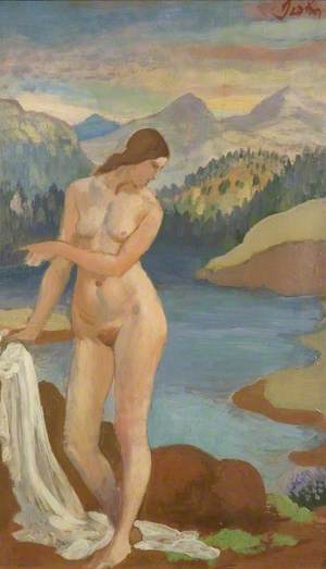 Bather in the Welsh Mountains