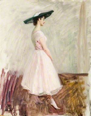 Study of Miss Patricia Potter, in a Pink Selfridge's Dress, for 'Does the Subject Matter?'