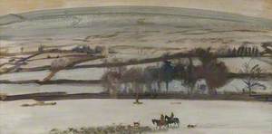 A Winter Landscape, Exmoor, Figures on Horseback in the Foreground