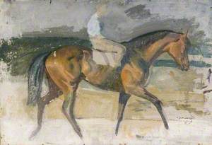 Study of a Racehorse with a Lad Up