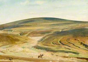 View of Exmoor, a Rider in the Foreground