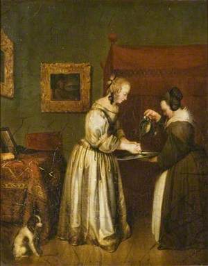 Interior with Lady Washing Her Hands