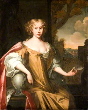 Portrait of a Young Lady in a Brown Dress and Pink Cloak