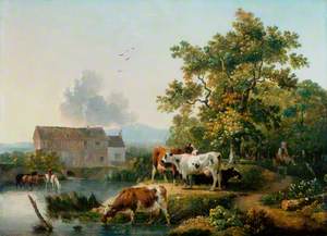 Landscape with Cattle Watering in a Mill Stream
