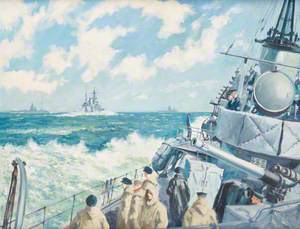 Seascape with Royal Naval Ships c.1943
