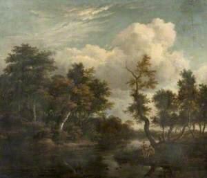 Wooded Landscape with Fishermen by a Pond