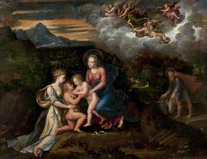 Virgin and Child in a Landscape with the Child Baptist and Saint Catherine of Alexandria