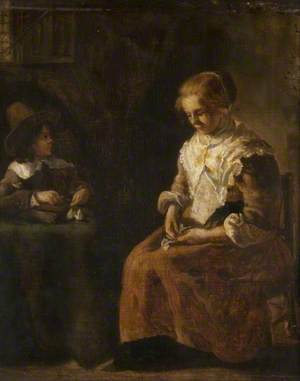 Interior with a Young Woman and a Boy