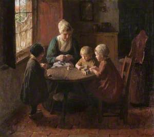 Interior with a Woman and Children