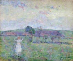 Landscape with Trees and a Girl in White