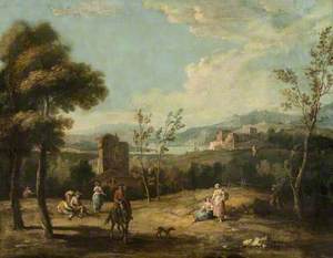 Landscape with a Horseman and Peasants