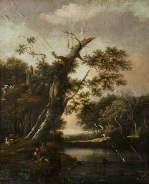 Wooded Landscape with Shepherds by a Stream