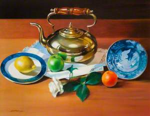 Still Life with Teapot, Fruit and Rose