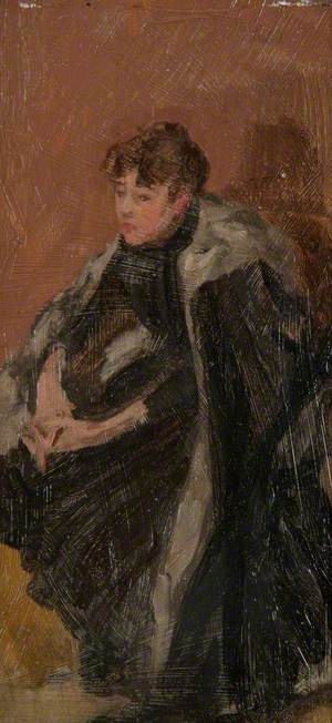 Seated Girl in a Fur-Trimmed Cape with Crossed Hands