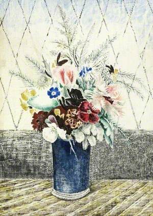 Flowers in a Blue Pot