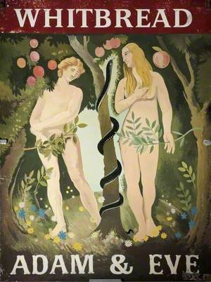 Sign for the 'Adam and Eve' Public House, Paradise, near Painswick, Gloucestershire (Whitbread)