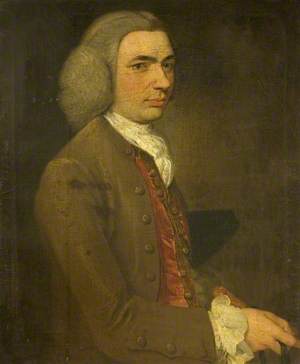 Portrait of a Man in a Grey Wig, Brown Jacket and Red Waistcoat