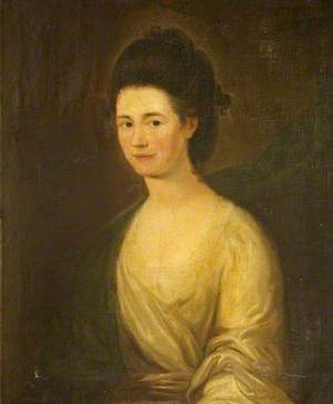 Portrait of a Dark-Haired Woman in a Cream Dress