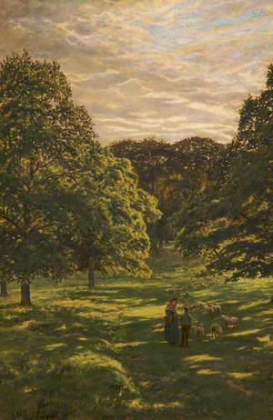 Wood with a Woman, Sheep and a Boy (Meadow Scene)