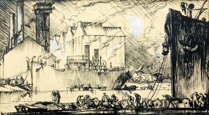 Dockyard, Ship and Figures