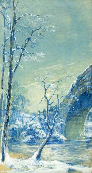 Winter Landscape with Bridge over a River*