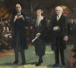 Lady Astor (1879–1964), Lord Balfour (1848–1930), and David Lloyd George (1863–1945)