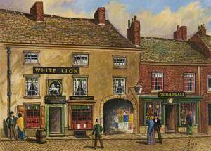 Old 'White Lion' Inn, Rock Street, Bury, 1860