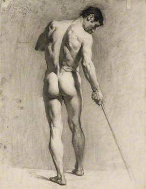 Life Drawing of a Male Nude with a Cane