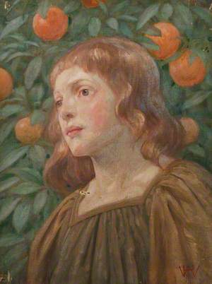 Portrait of a Girl against an Orange Tree