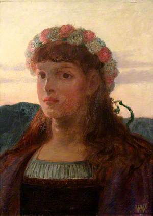 Portrait of a Girl with a Garland of Roses in Her Hair