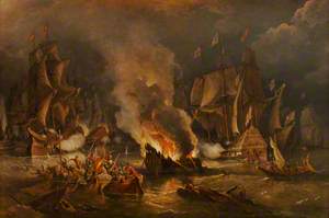 The Spanish Armada Driven out of Calais by Fire
