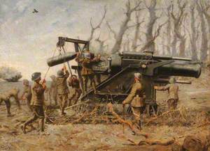 Royal Marine Artillery Howitzer in Action, 1914