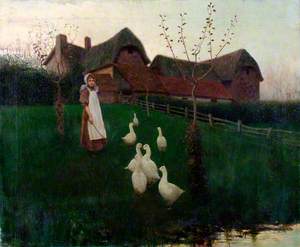 Girl Tending Geese