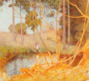 Woman Drawing Water at a Pond