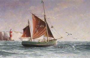 Thames Barge Fishing Off the Needles