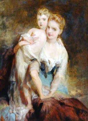 Woman and Semi-Nude Child
