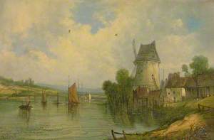 River Scene with a Windmill